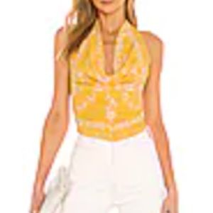 Free People Hows It Going Halter Top- Yellow L